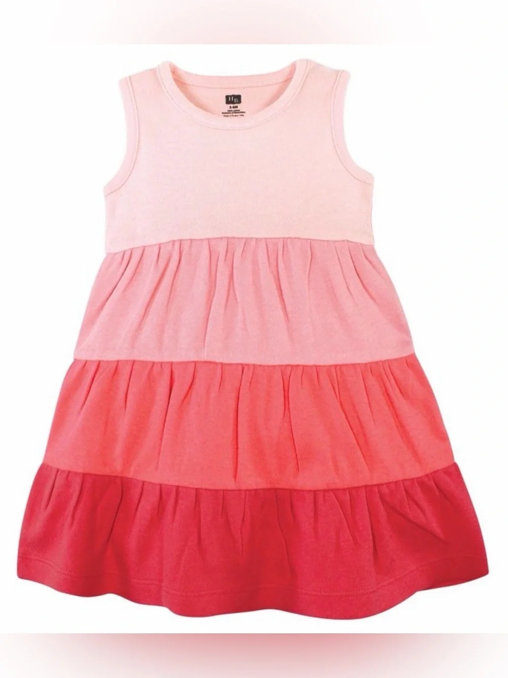 Hudson Baby Toddler Girl Cotton Tiered Tank Dresses Ombre Coral Pink Teal Purple